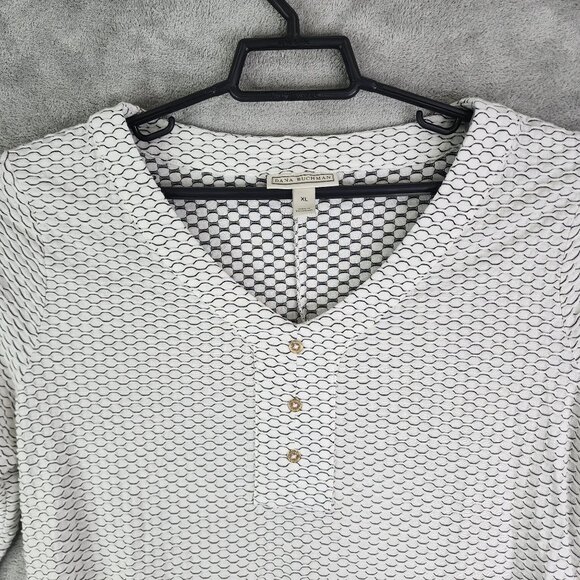 Women's Dana Buchman Top BlouseV Neck 3/4 Sleeve Geometric Pattern Size XL - Picture 5 of 11